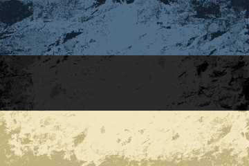 Estonian flag. Grunge background. Vector illustration