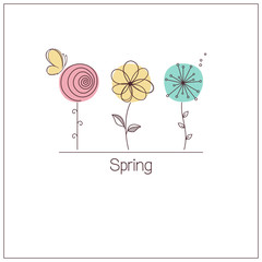 Cute and funny stylized flowers for spring design