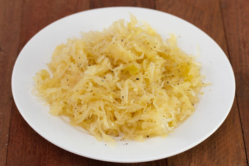 sauerkraut on white plate