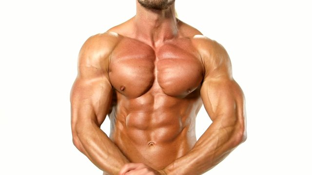 Muscular and sexy torso of young man, bodybulider isolatedon