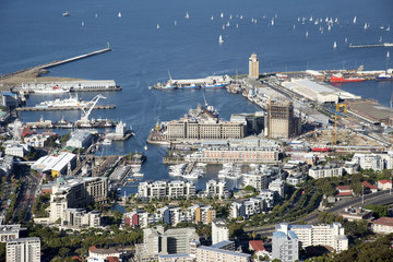 Cape Town Waterfront harbour and Table Bay South Africa