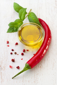 red pepper with oil