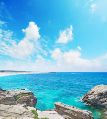 rocky shore in Is Arutas beach