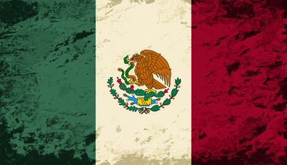Mexican flag. Grunge background. Vector illustration