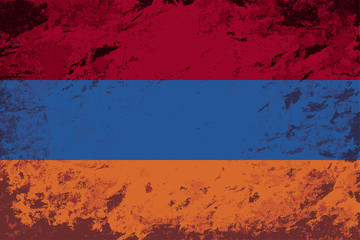 Armenian flag. Grunge background. Vector illustration