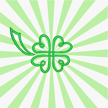 clover leaf on green- white background. Vector