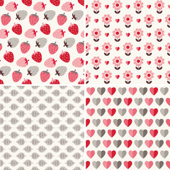 cute seamless background patterns in peach red and gray - 78399782