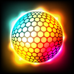Glowing Colorful Golf Ball Dimpled Sphere Illustration