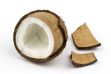 Coconut fruit shell cut in half