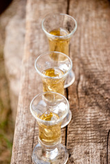 Small glasses filled with rakija