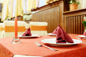 Served table in a restaurant