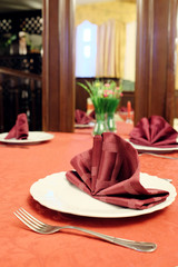 Served table in a restaurant