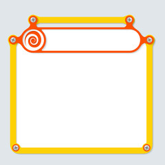 yellow frame for text with screws and frame for headline