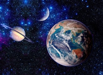 Obraz na płótnie Canvas Fantasy Space Earth Planets