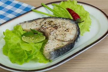 Grilled shark steak