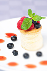 Fruit Tart with Fresh Cream in Puff Pastry