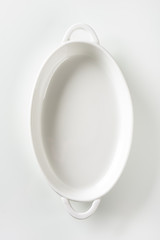Oval white ceramic dish
