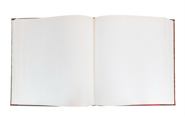 Blank open book on white background