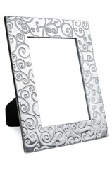 Decorative empty photo frame on white background