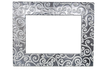 Decorative empty photo frame on white background
