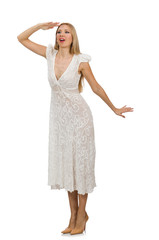 Woman in dress in fashion dress isolated on white