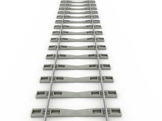 Iron rails on a white background. Raster. 2