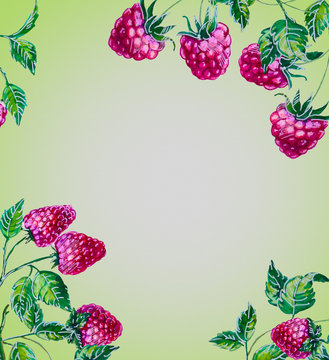 watercolor raspberries card