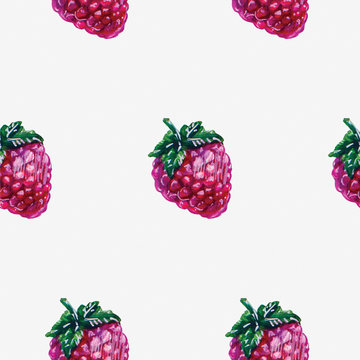watercolor raspberries pattern