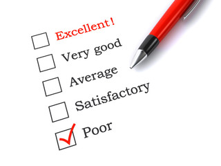 evaluation form with pen