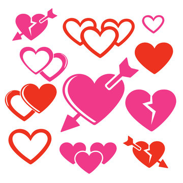 Set of hearts web and mobile logo icons