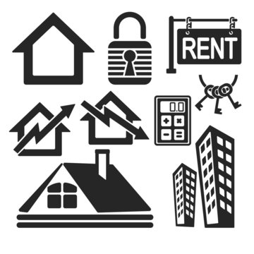 Set of real estate web and mobile icons. Vector.