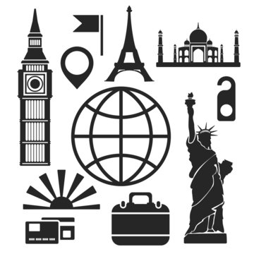 Travel web and mobile icons. Vector.