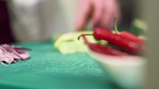 Cutting zucchini - Stock Footage
