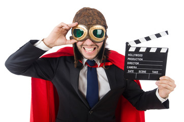 Man wearing red clothing in funny concept