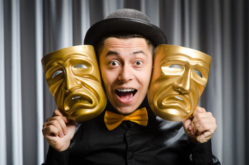 Funny concept with theatrical mask