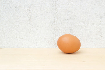 single chicken egg still life on concrete wall