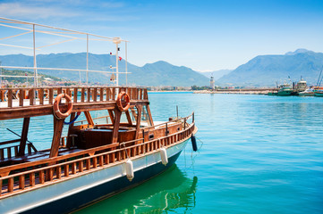Tourist boat in the port of Alanya, Turkey