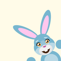 Happy easter rabbit smile peep looking from corner vector