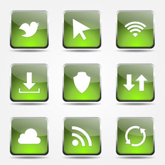 Web Internet Social Square Vector Green Icon Design Set