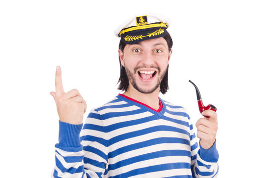 Funny sailor isolated on the white