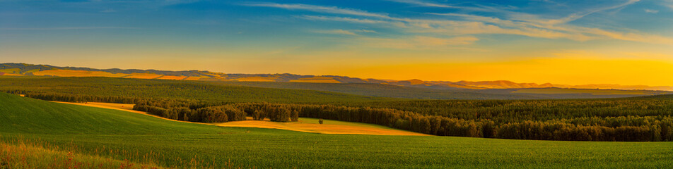 Obraz premium Panoramic view of sunset landscape