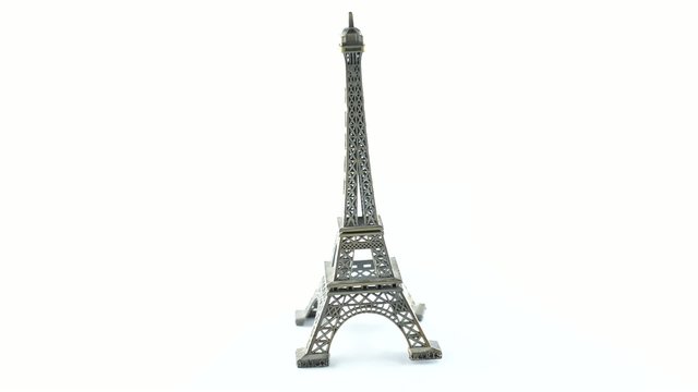Eiffel tower on a white background, the rotation around the axis