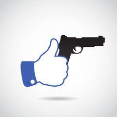 I like shooting gun. Modern,  communication vector sign.