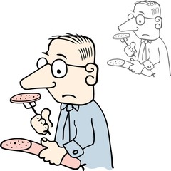 Obraz premium Man tasting the sausage