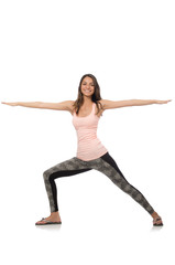 Young woman in sports concept isolated on white