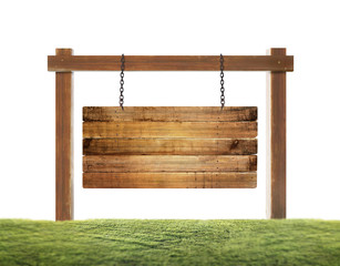 empty wooden sign hanging