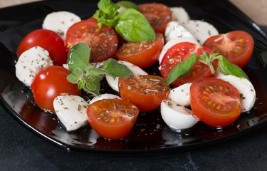 Caprese salad with cherry tomatoes