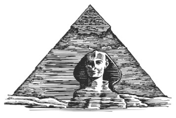 Egypt vector logo design template. Egyptian pyramid or Sphinx