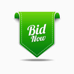 Bid Now Green Vector Icon Design