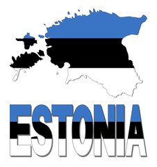Estonia map flag and text illustration